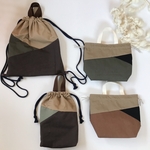 doさまオーダー☆トライカラーの体操服袋&巾着型シューズケース☆保冷お弁当袋