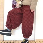 大人のバルーンパンツ★ポケット後ろ★定番♡赤×黒チェック柄