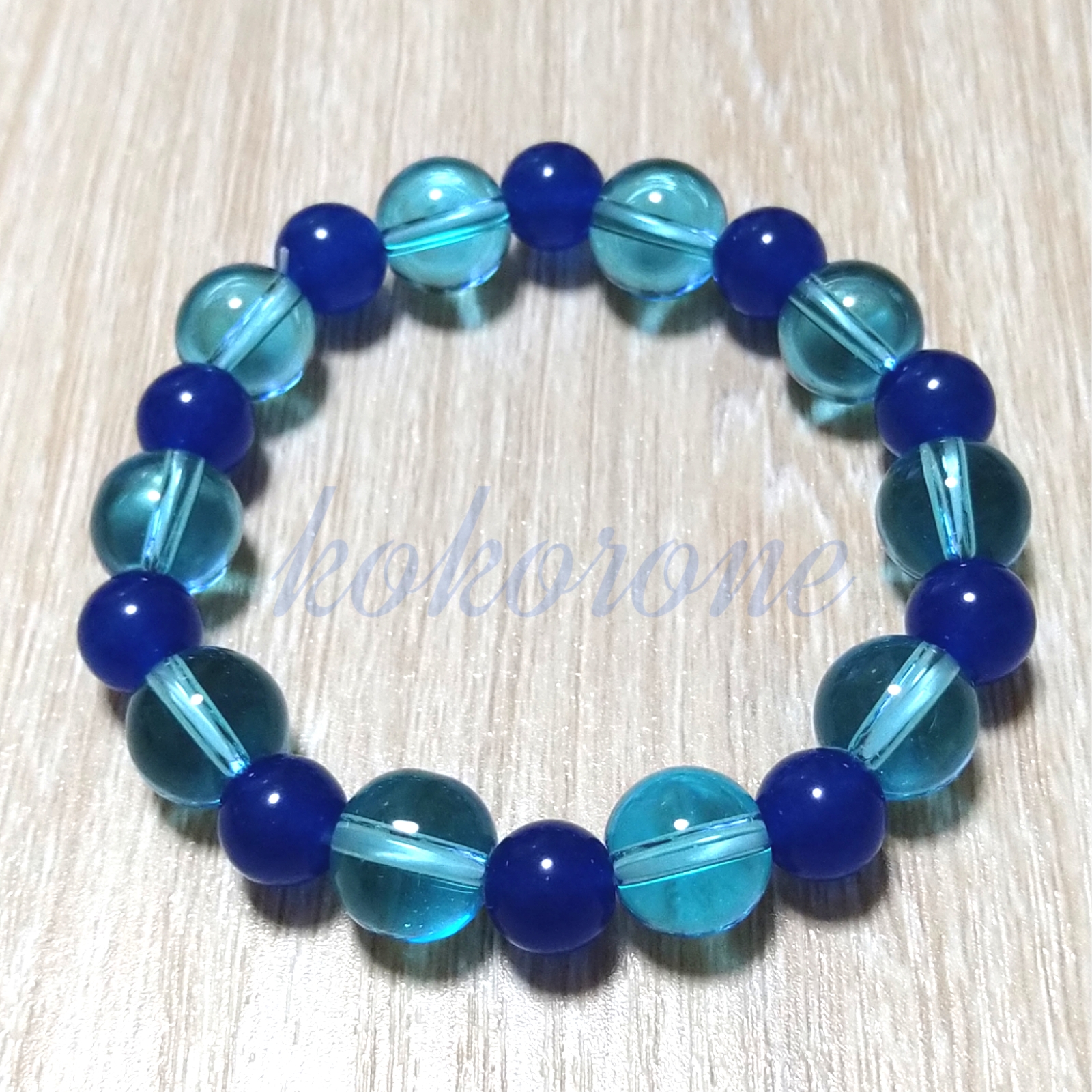 青瑪瑙×ブルー水晶 念珠ブレスレット 新品