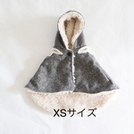 [犬服] XSサイズ 完成品 チワワ 冬服　　　　　　　　　ウールと ボアの リバーシブル ケープコート マント