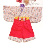 ぷちぷちお花の可愛い女の子のベビー袴　80サイズ