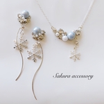 【再販】雪の結晶　シルバー　ネックレス　ピアス　セット
