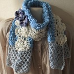 幅広レースが付いたようなストール・アクア③・26F