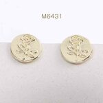 M6431 2個  高品質デザインピアス オーバル フラワーの模様 15×16mm ゴールド（2ヶ）