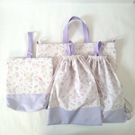 【hy20141008様専用】ユニコーンストライプ/ラベンダー レッスンバッグ&上靴入れ&体操服入れ&巾着袋 4点セット