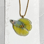 お魚🐟ベタのキーホルダー💎ダブルテール黄色