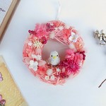 《受注製作》　ふわふわ桜色のことりのリース