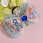 くま♡ ふわもこチュールリボン　ハンドメイド　リボン　ヘアゴム