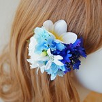 ☆L様オーダー品☆　ヘアクリップ（ブルー＆ホワイト）