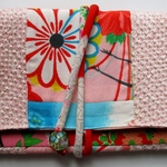 ６０２６　花柄と絞りの着物で作った和風財布・ポーチ　＃送料無料