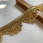 50cm/約5cm幅/刺繍テープ/ゴールドテープ/クロッシェ/パール/オレンジゴールド 