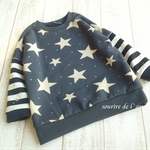 【a様オーダー品】【size90】ドルマンカットソー〈スター柄×星ボーダー〉
