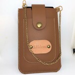 ネーム刻印入り　牛革栃木レザー　スマホポーチ