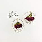 95.薔薇とパールのフープピアス