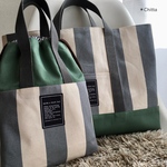 ■再販■お名前テープ付 レッスンバッグ＆シューズバッグ＊ストライプ