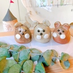 ハンドメイド/陶器の置物/3ケセット/キュート/癒し/ほっこり