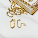 【ゴールド】14kgp（2個入り)　高品質メッキ　オーバル　フープ　イヤリング　シリコンカバー付き　U字型　バネ式　プチプラ　アクセサリーパーツ　ハンドメイド　DIY 