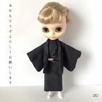 No.210  6/1サイズドール男の子アンサンブル　大島紬黒紺