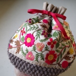 インド刺繍リボン巾着ポーチ(155)