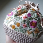 インド刺繍リボン巾着ポーチ(156)