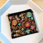 インド刺繍のミニファスナーポーチ【BLACK】