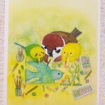 ☆１枚３５０円 『スズメインコおえかき』　ポストカード