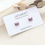 くすみパープル×シルバーラメの猫ちゃんピアス/イヤリング＊小ぶり＊
