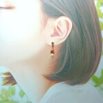 【シトリン】スワロフスキー＆雫ピアス（シャンパンゴールド）