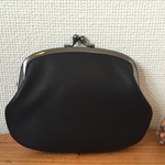 【s様ご予約品】黒レザーのぺたんこ親子がま小銭入れ