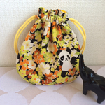 再販2☆まん丸ミニ巾着（お花畑パンダ）イエロー