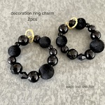 【NEW】2pcs★decoration ring charm・black（ デコレーションチャーム）