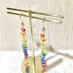 虹色ガラスロングピアス(虹ガラス-02)