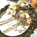2点限定☆300円☆花☆プレート☆ロングチェーンのピアス/イヤリング