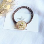 flower ヘアゴム（ホワイト×ベージュ）