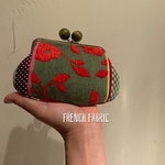 フランス製ジャガード織gypsyグリーン◉ミニがま口財布