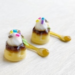 ミニチュアプリンのフェイクスイーツチャーム　キーホルダー　ストラップ
