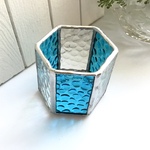 【初売1,000円★1/3〜】 六角形の小物入れ * ブルー×クリア * ステンドグラス