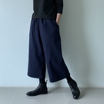 秋冬ゆったりパンツ１号　一枚でゆったりコットンウール　ワイドパンツ　紺色