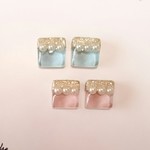 【ピアス】３つのパールのガラスピアス