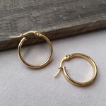 つけっぱなしOK 20mm サージカルステンレス 平打ち フープピアス