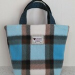 ✨初売り✨フリース🐏トートバッグ🍀送料無料🍀ブルー系チェック🐏