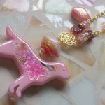 ◇739　桜色　🐶レトリバーとお花のバッグチャーム🐤（大サイズ）