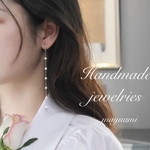 シンプルパールロングピアス