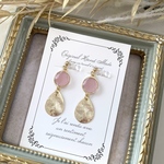 フレームストーン＆ドロップの異素材イヤリング