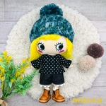 ❄️着せ替え〈3点セット〉ෆ̈　(ぽんぽん帽子・フリル袖トップス・ショートパンツ)可愛いෆ̈グリーン　水玉　ブラック　デニム調🍁 