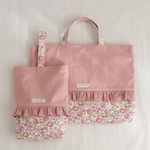 ☆花柄ピンク☆  入園入学２点セット　レッスンバック＆シューズバック