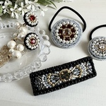 【イヤリング】ビーズ刺繍アクセサリーhappy pack・イヤリング2【送料込】