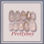 ニュアンスグレー リングネイルチップ