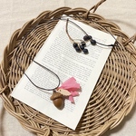 どんぐりネックレス＊レザーリーフ＆シフォンタッセル
