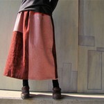 着物リメイク*ギャザースカート*赤のロング